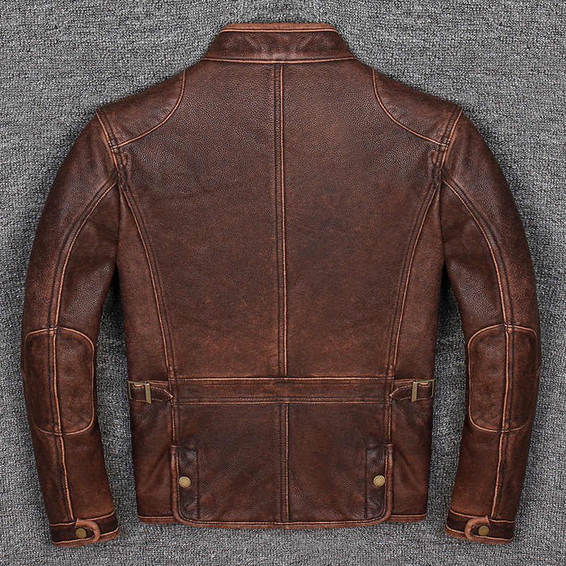 Mens Biker Cafe Racer Vintage Motorcycle Distressed Brown Cowhide ...